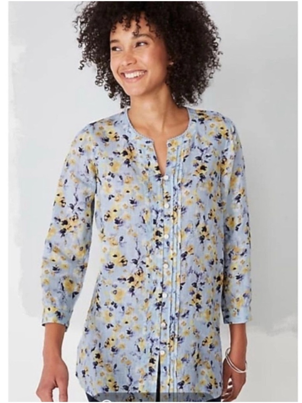 J. Jill Love Linen Floral Blouse, Size M - Picture 3 of 16